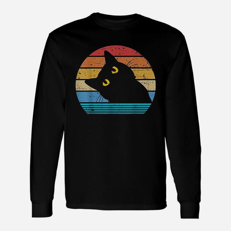 Retro Black Cat Lover Vintage Style Cats Cute Kitty Long Sleeve T-Shirt