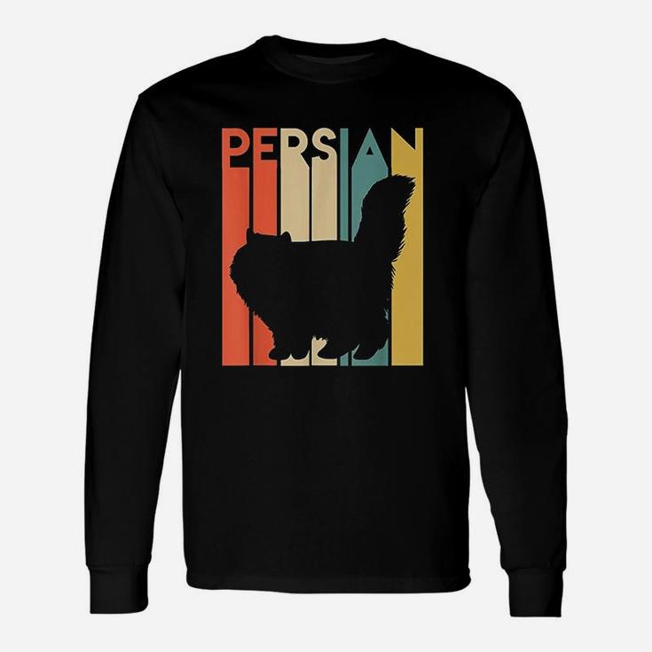 Retro Persian Cat Silhouette Long Sleeve T-Shirt
