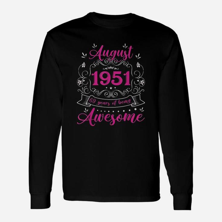 Retro Vintage August 1951 71st Birthday 71 Years Old Long Sleeve T-Shirt