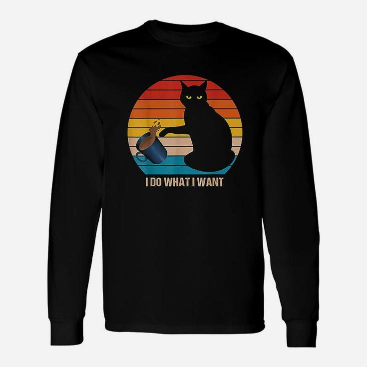 Retro Vintage Cat Do What I Want Cat Lover Cat Mom Long Sleeve T-Shirt