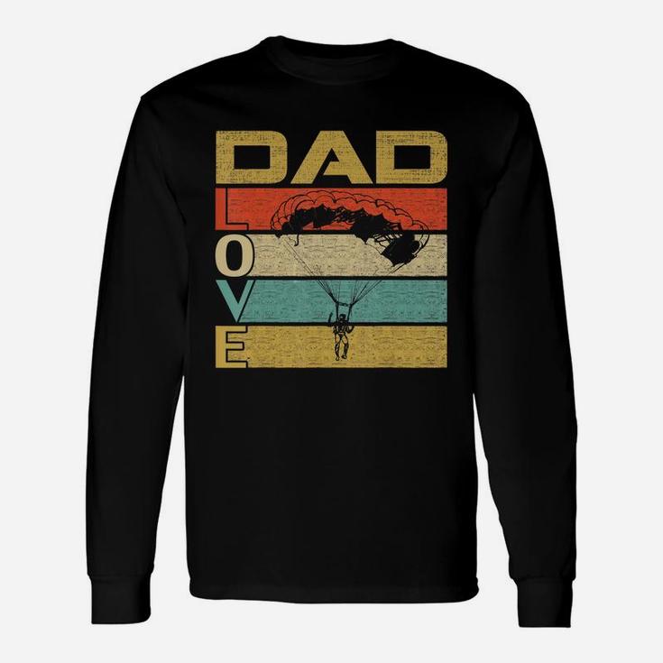 Retro Vintage Dad Love Skydive Father's Day T-shirt Long Sleeve T-Shirt