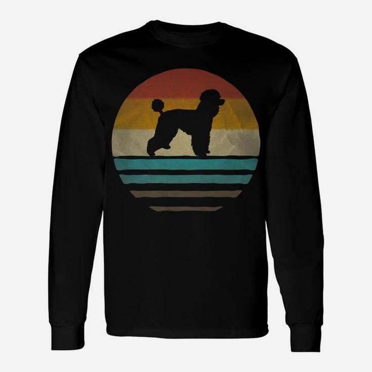 Retro Vintage Sunset Poodle Dog Breed Lover Silhouette Long Sleeve T-Shirt