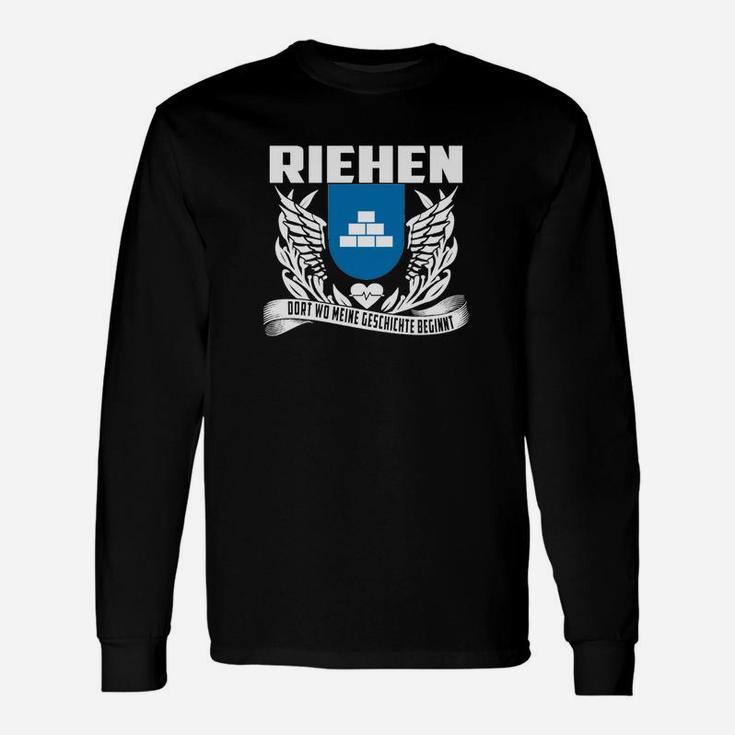 Riehen Wappen Flügel Langarmshirts mit Motivspruch, Schwarz