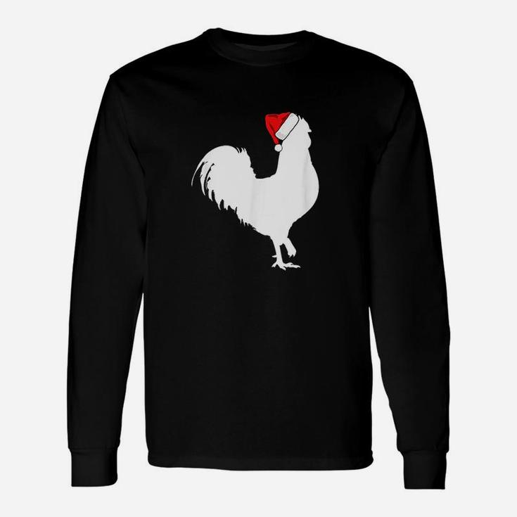 Rooster Santa Hat Merry Christmas Long Sleeve T-Shirt
