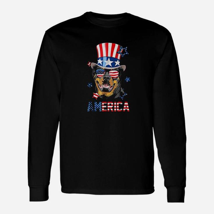 Rottweiler American Flag 4th Of July Patriotic Dog Long Sleeve T-Shirt