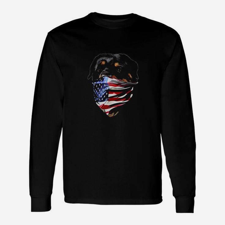 Rottweiler Dog Patriotic America Flag Long Sleeve T-Shirt