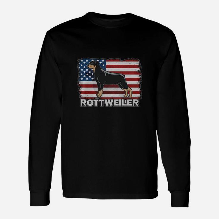 Rottweiler Dog Usa Flag Long Sleeve T-Shirt