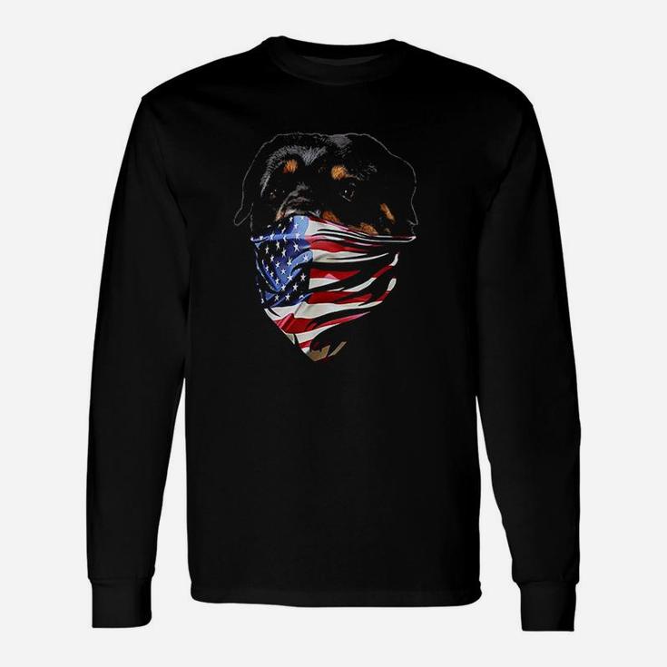 Rottweiler Dog W Patriotic America Long Sleeve T-Shirt