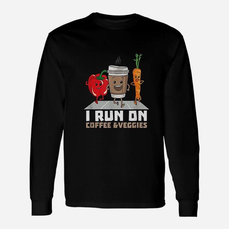 I Run On Coffee Veggies Vegetarian Vegan Runner Vegan Long Sleeve T-Shirt