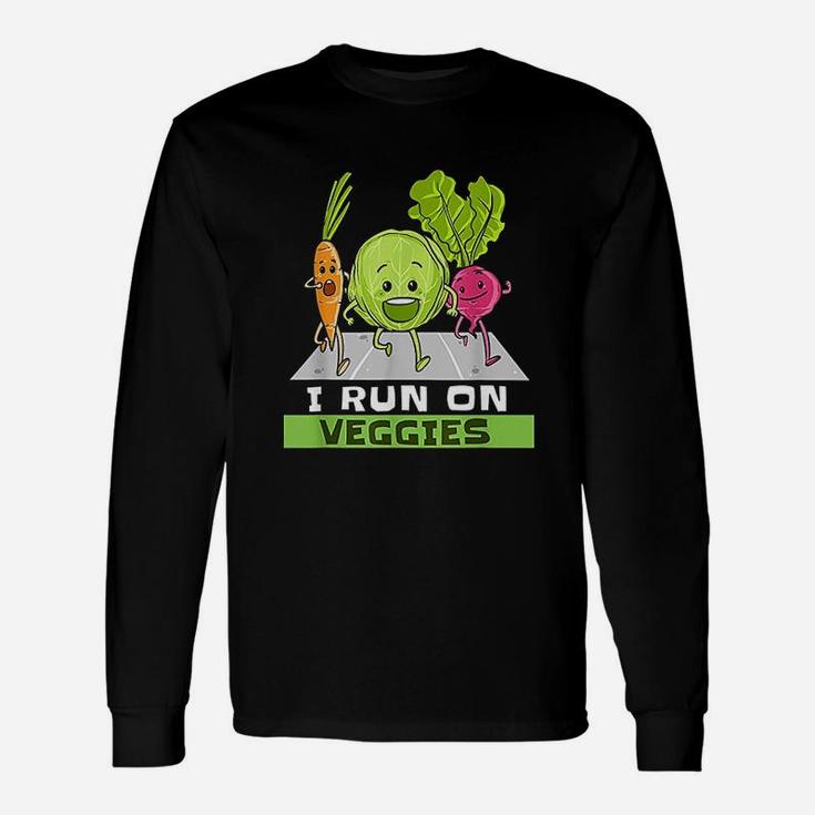 I Run On Veggies Vegan Vegetarian Runner Vegan Long Sleeve T-Shirt