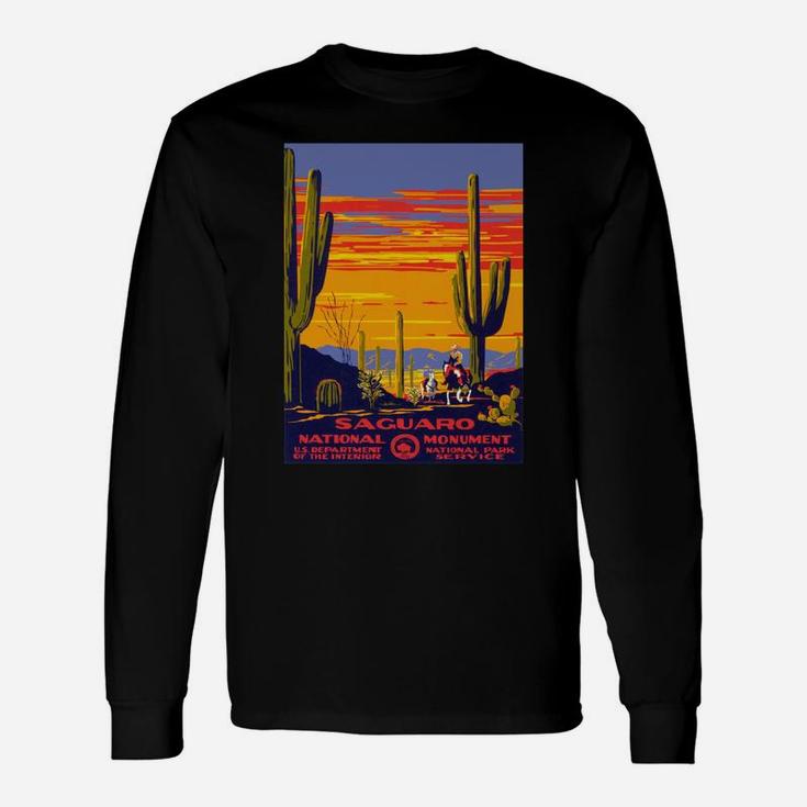 Saguaro National Park Vintage Travel Poster Relaxed Fit Tshirt Christmas Ugly Sweater Long Sleeve T-Shirt