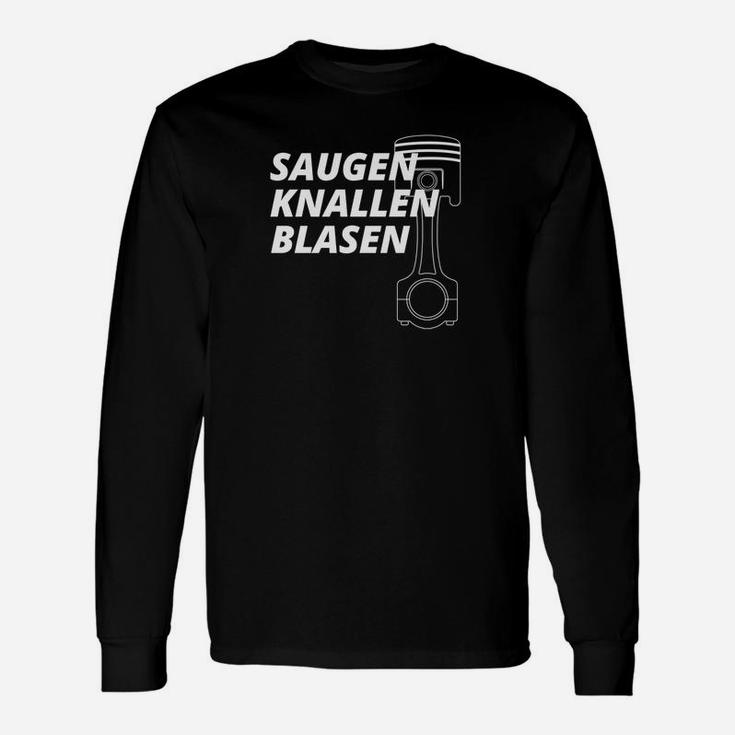 Saugen Knallen Blasen Langarmshirts, Lustiges Motoren-Langarmshirts für Herren