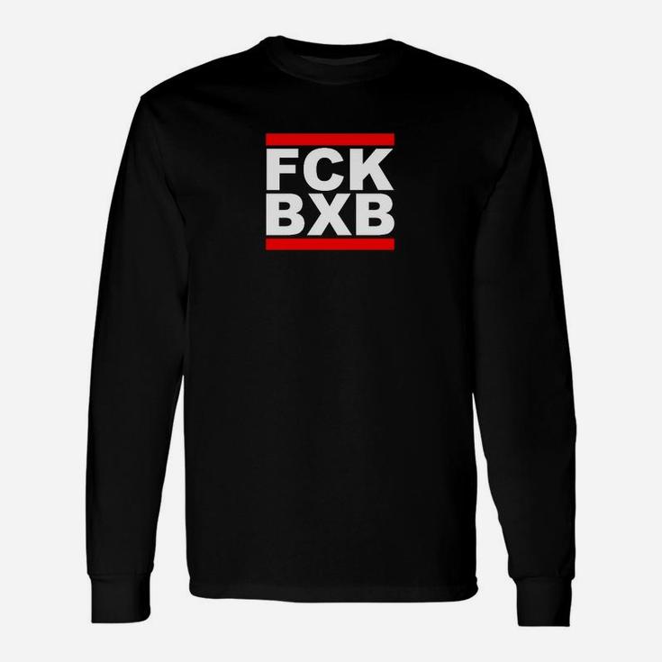 Schwarz-Rotes Statement-Langarmshirts mit FCK BXB-Aufdruck für Fans