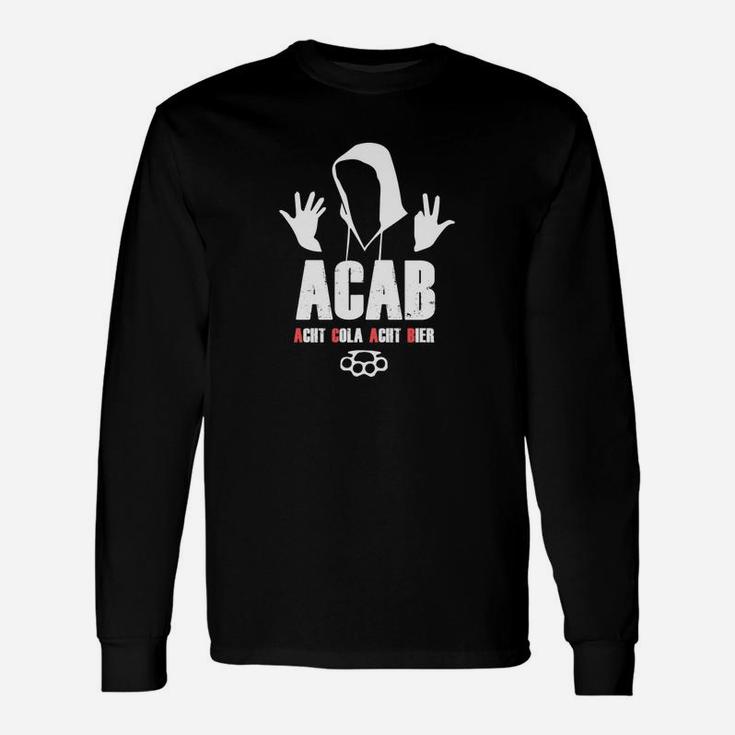 Schwarzes ACAB-Langarmshirts mit Handzeichen-Design, Streetwear für Proteste