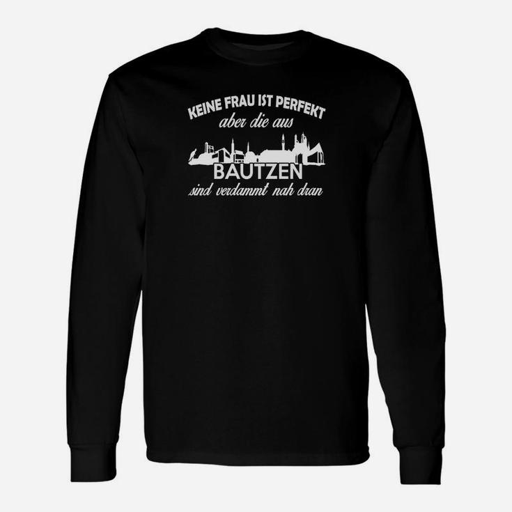 Schwarzes Bautzen-Stolz Langarmshirts für Frauen mit Spruch