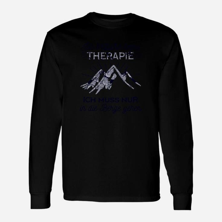 Schwarzes Bergsteiger-Langarmshirts mit dem Motiv Gipfel Therapie