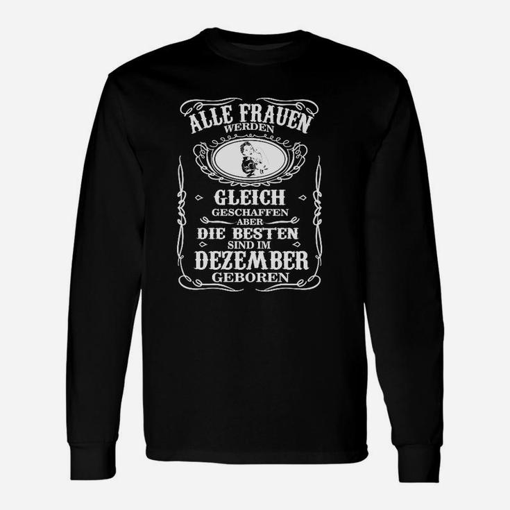 Schwarzes Damen-Langarmshirts, Dezember Geburtstagsaufdruck