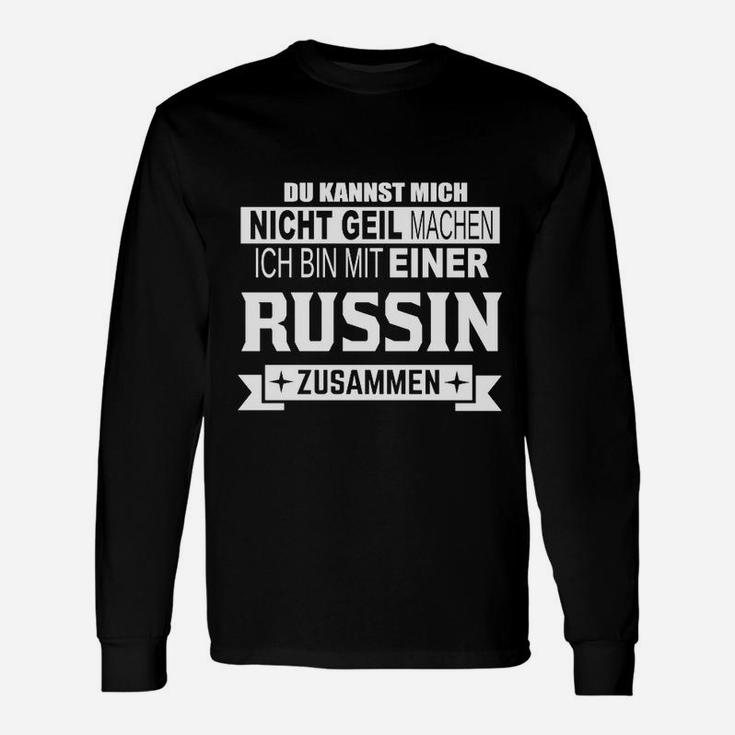 Schwarzes Herren Langarmshirts Russin Partnerin Lustiger Spruch