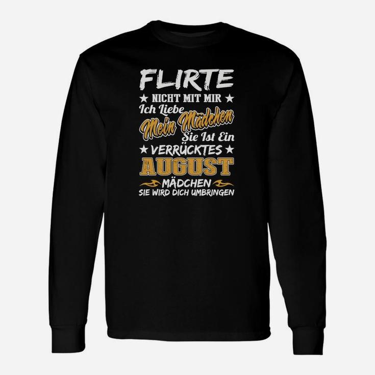 Schwarzes Langarmshirts August Geburtstag, Lustiges Verrücktes Mädchen Motiv