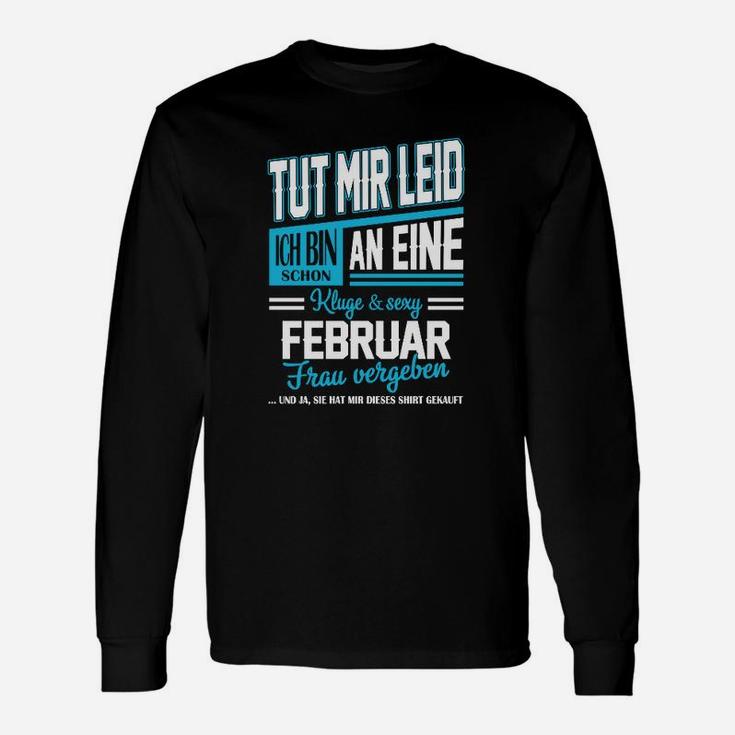 Schwarzes Langarmshirts Februar Frau Vergeben, Romantisches Partnershirt