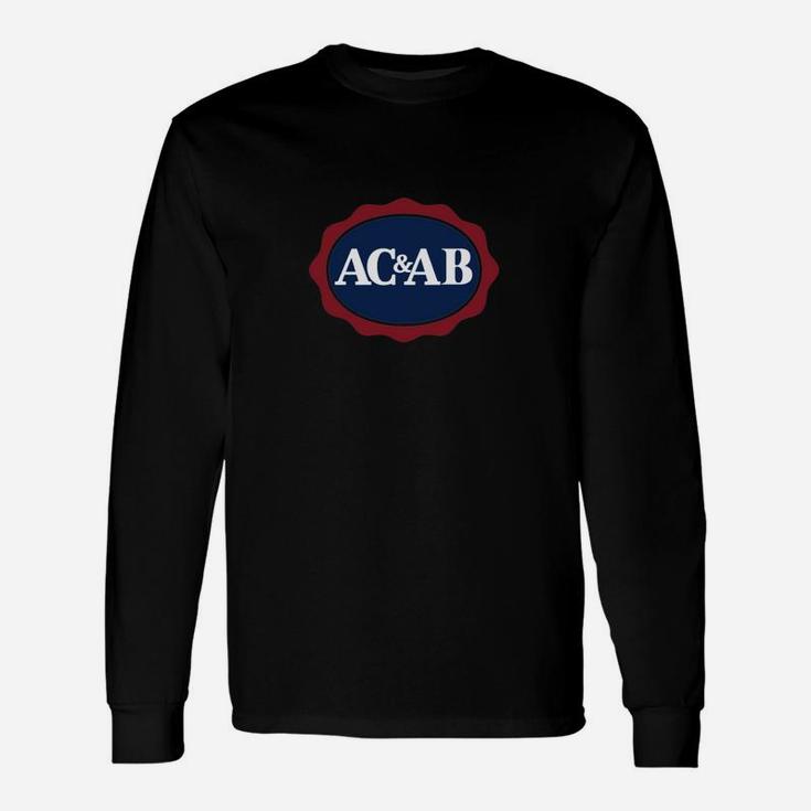 Schwarzes Langarmshirts mit AC&AB Logo, Klassisches Design