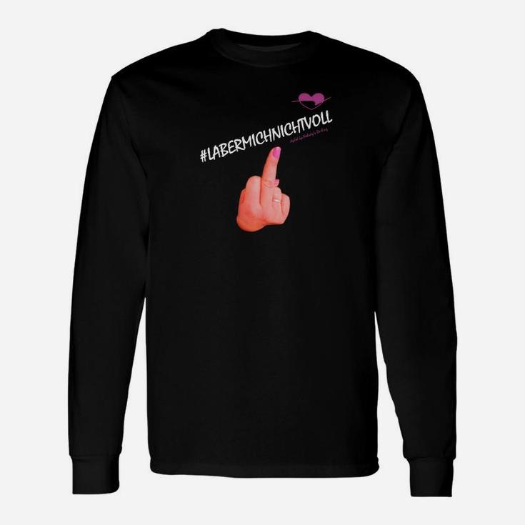 Schwarzes Langarmshirts mit Hashtag und Finger-Emoji, Trendiges Design