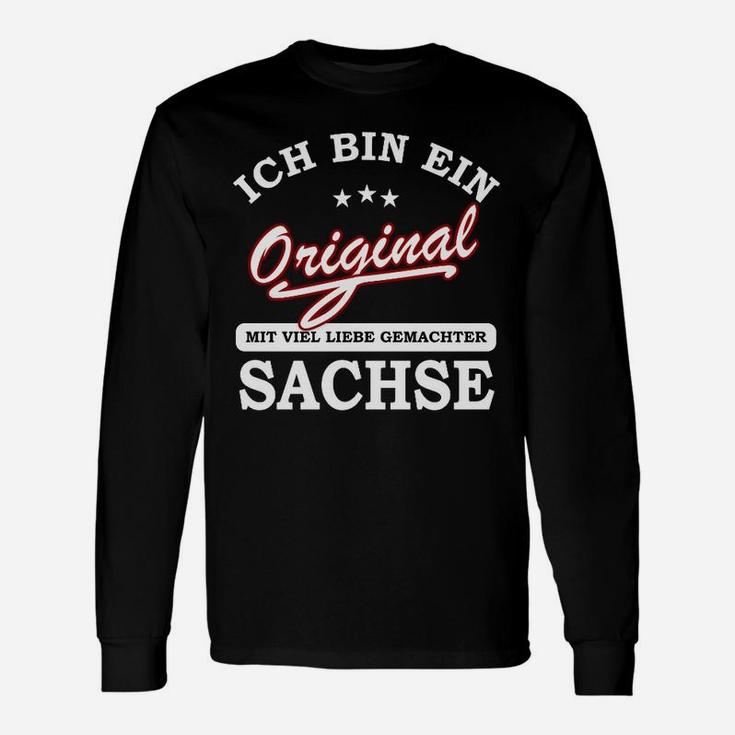 Schwarzes Langarmshirts Original Sachse mit Liebe gemacht, Unisex