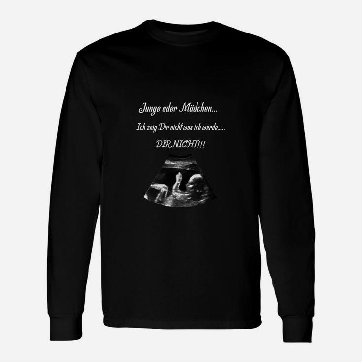 Schwarzes Spruch Langarmshirts mit Grafik, Unisex Freizeitkleidung