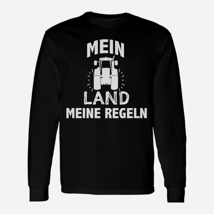 Schwarzes Traktor-Motiv Langarmshirts Mein Land, Meine Regeln, Landwirt Langarmshirts