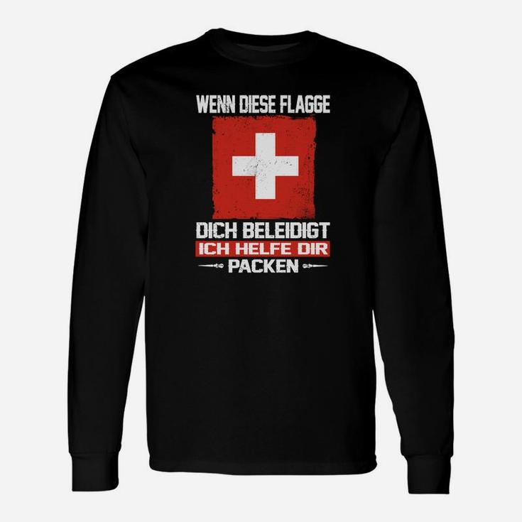 Schweizer Flagge Langarmshirts: Patriotisch mit Kreuz & Spruch