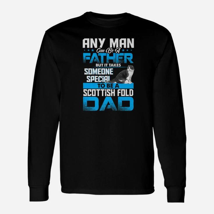 Scottish Fold Dad Cat Lovers Fathers Day Gif Long Sleeve T-Shirt