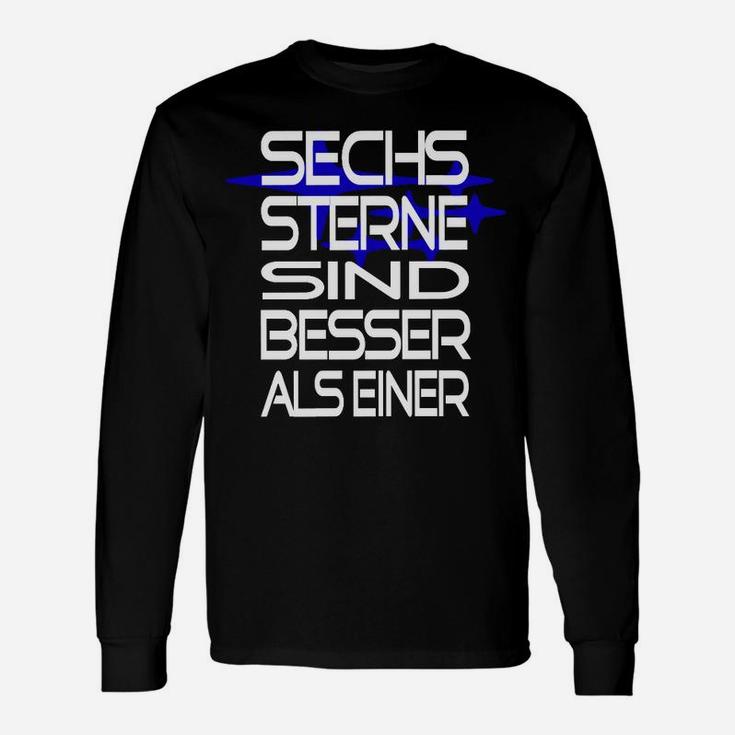 Sechs Sterne Schwarzes Langarmshirts, Grafik Tee mit Spruch