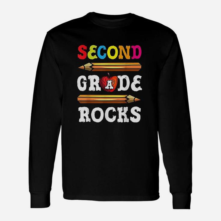 Second Grade Rocks Back To School 2nd Grade Teacher Long Sleeve T-Shirt