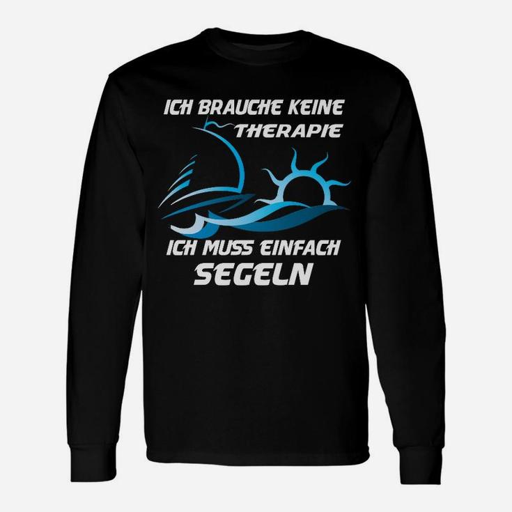 Segeln Therapie Langarmshirts, Schwarzes Langarmshirts mit Spruch für Segler