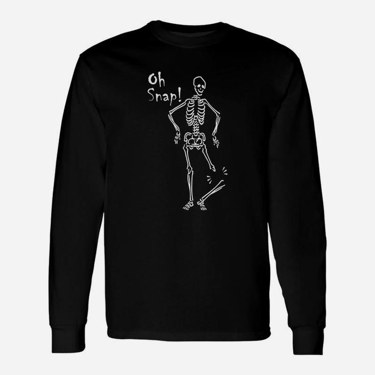 Skeleton Leg Snap Halloween Humor Costume Novelty Tee Shirt Long Sleeve T-Shirt
