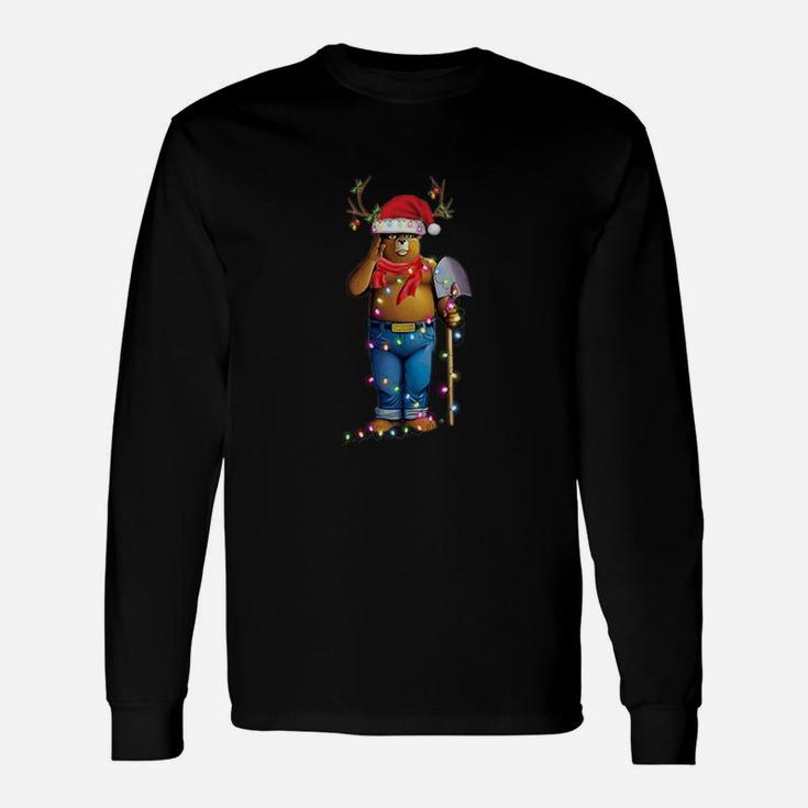 Smokey Bear Santa Reindeer Christmas Light Shirt Long Sleeve T-Shirt