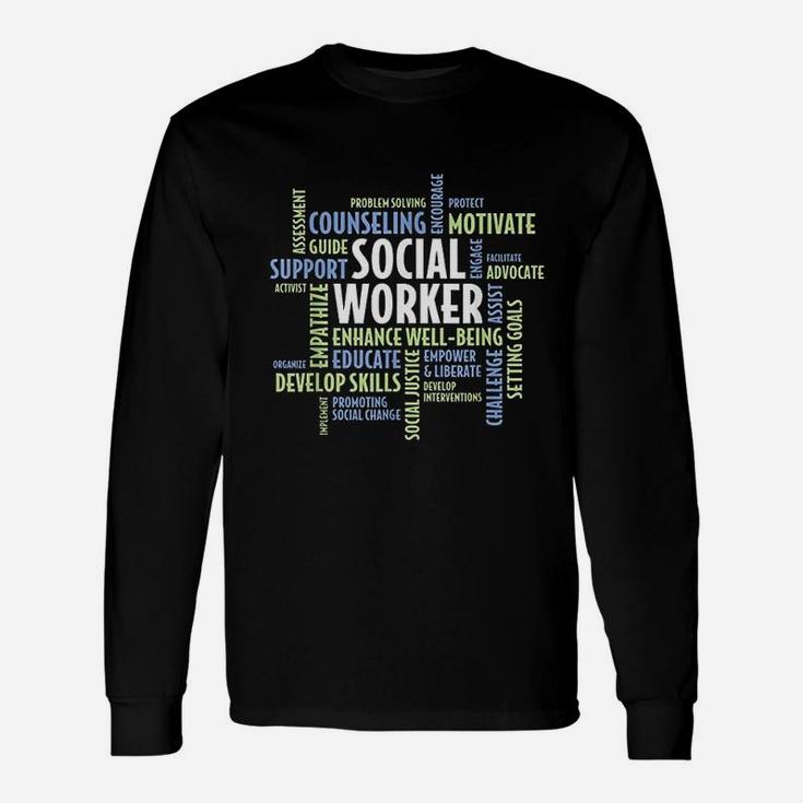 Words Social Work Month For Social Worker Long Sleeve T-Shirt