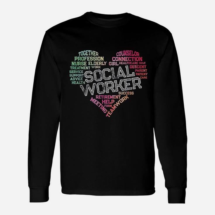 Social Worker Word Cloud Heart Social Work Long Sleeve T-Shirt