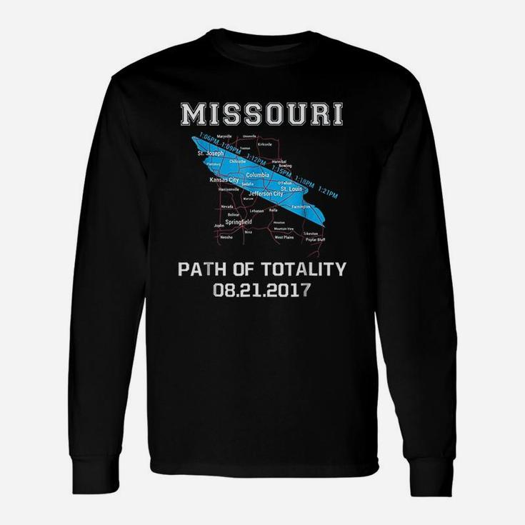 Solar Eclipse Missouri Road Map Path Of Totality Long Sleeve T-Shirt
