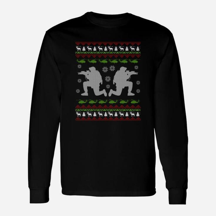 Soldier Military Ugly Christmas Sweater Zip Hoodie Long Sleeve T-Shirt