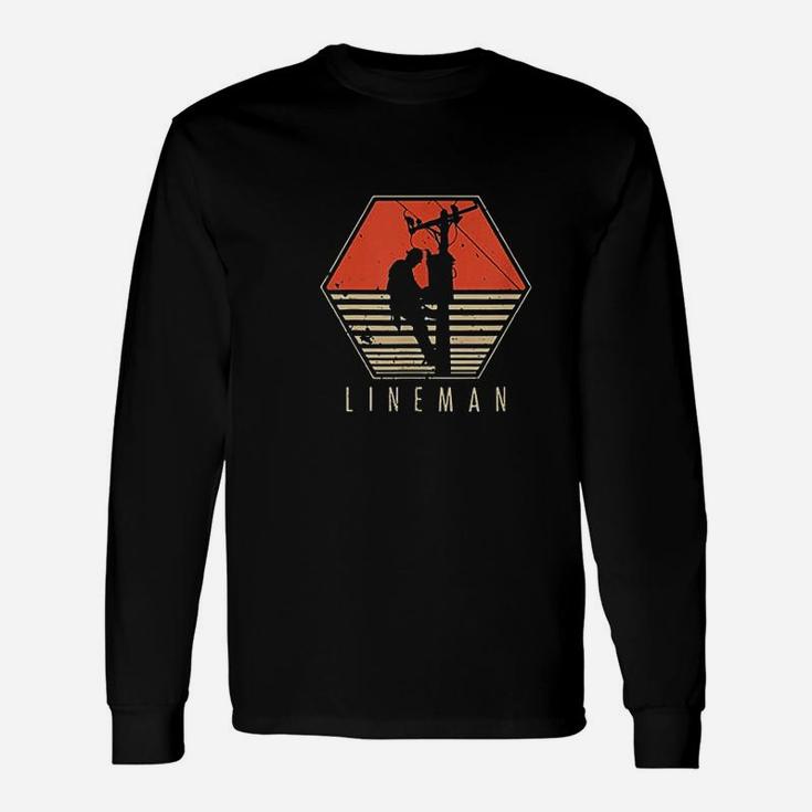 Sparky Electrician Lineman Dad Retro Vintage Long Sleeve T-Shirt
