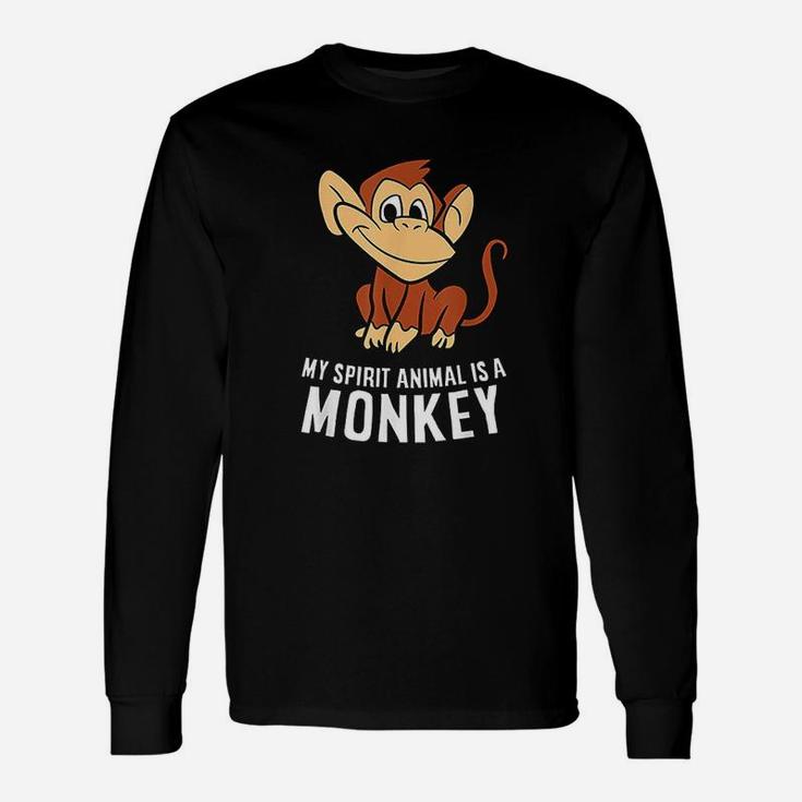 My Spirit Animal Is A Monkey Cute Monkey Lover Long Sleeve T-Shirt