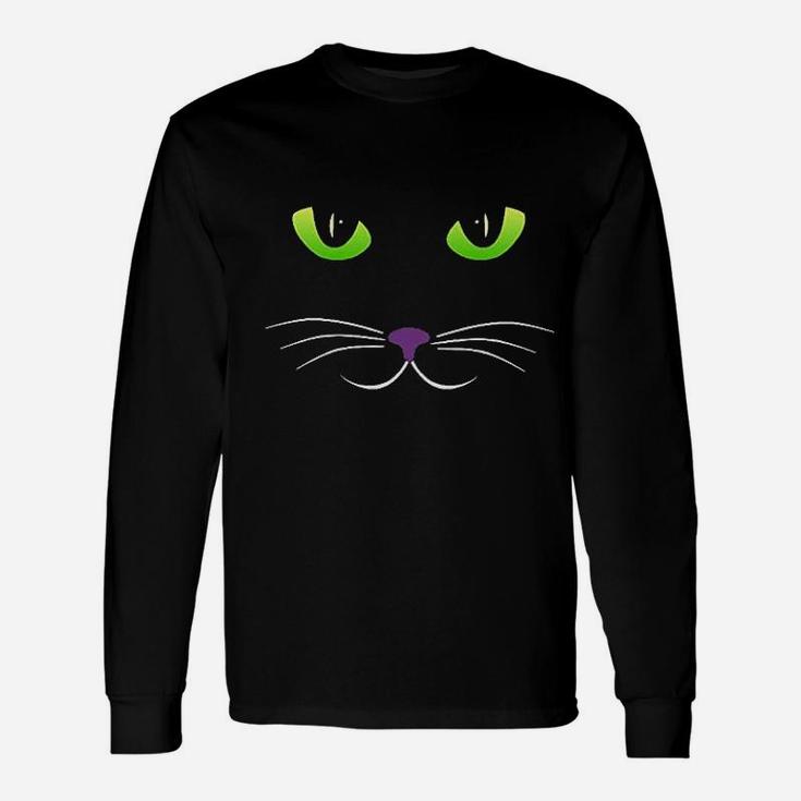 Spooky Cat Face Long Sleeve T-Shirt