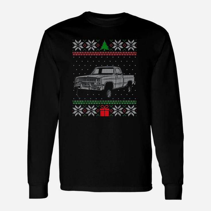 Square Body Truck Ugly Christmas Classic Vintage Pickup Long Sleeve T-Shirt