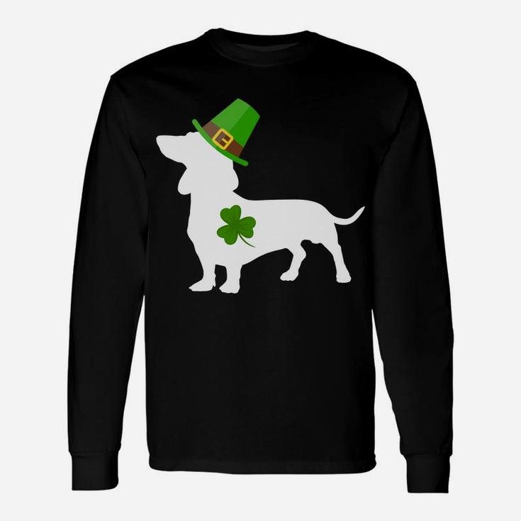 St Patrick Leprechaun Dachshund Dog Shamrock Long Sleeve T-Shirt