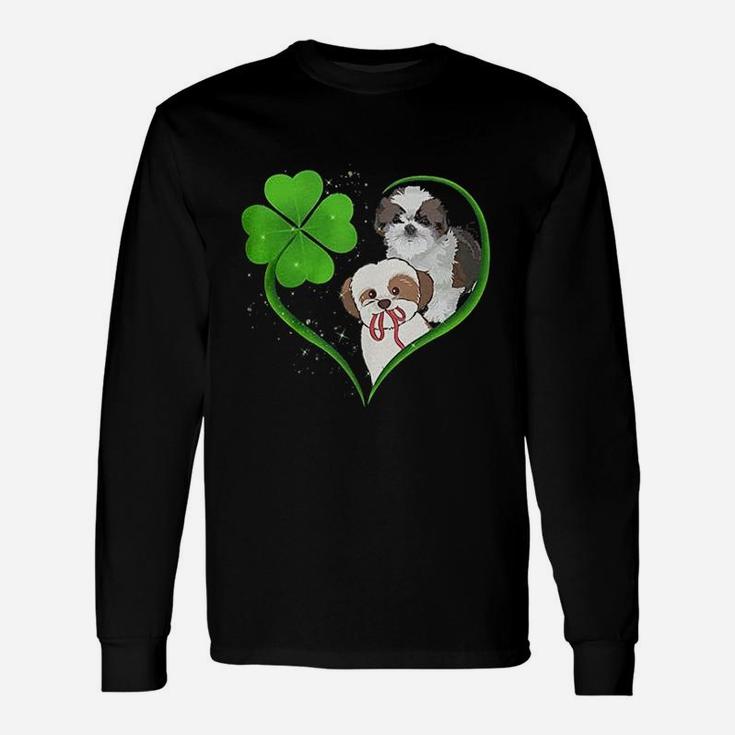 St Patricks Day Cute Dog Couple Love Long Sleeve T-Shirt