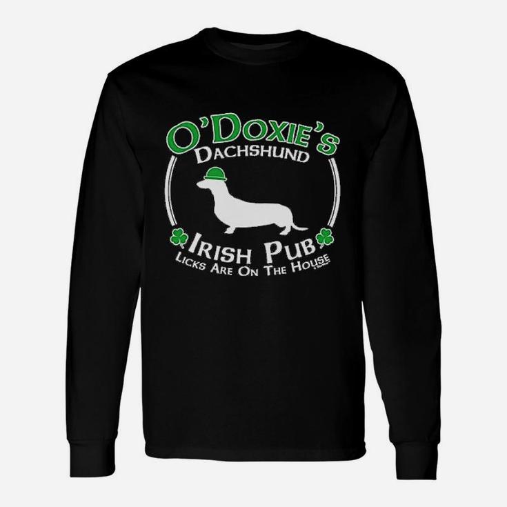 St Patricks Day Dog Dachshund Doxie Irish Pub Long Sleeve T-Shirt
