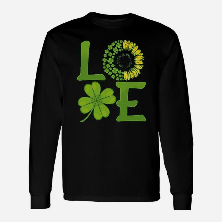 St Patricks Day Love Sunflower Lucky Leaf Long Sleeve T-Shirt