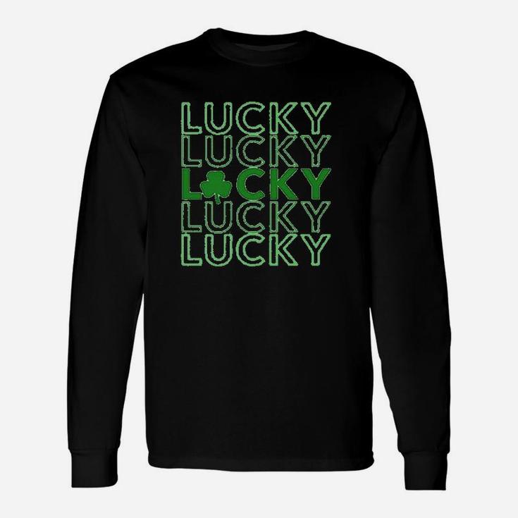 St Patricks Day Lucky Pattern Lucky Saying Long Sleeve T-Shirt