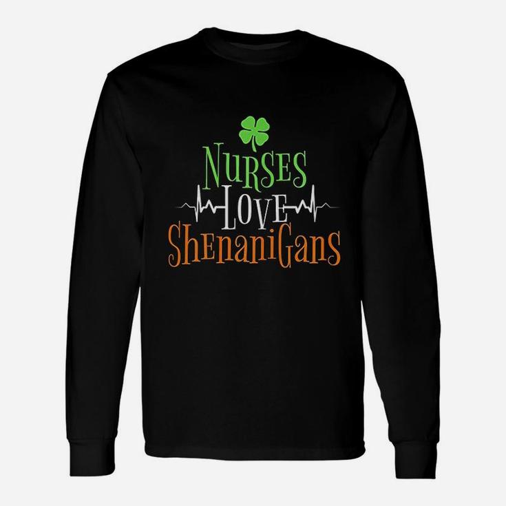 St Patricks Day Nurse Love Shenanigans Long Sleeve T-Shirt